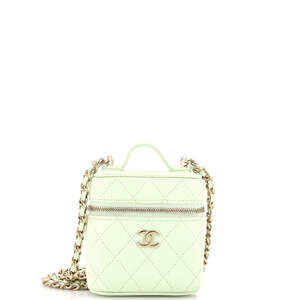Chanel Handle with Care Vanity Case with Chain Quilted Caviar